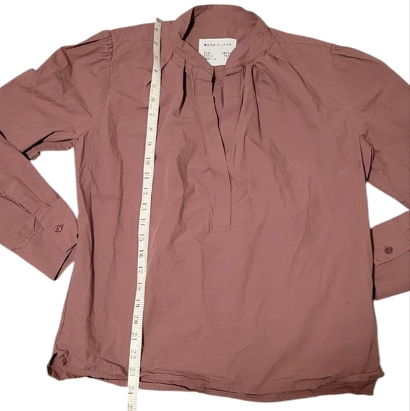 Cissa Puff Shirt Women's Small Cotton Dusty Rose Pink Puffy Shoulders Wear Cisco - Picture 5 of 6